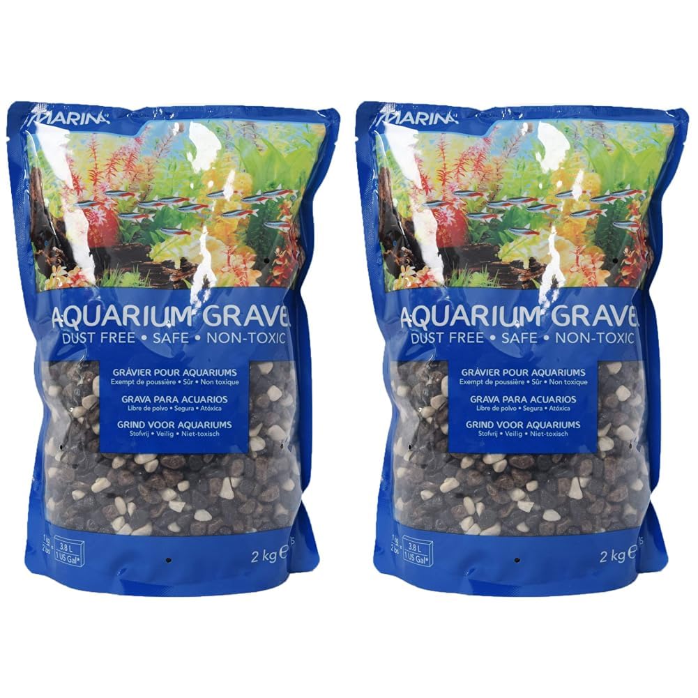 Marina Decorative Aquarium Gravel Mix, 2 Kg, Grey/Black (Pack of 2) โ image 1
