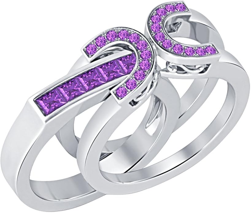 tusakha Stunning 1.00 ct tw Round &amp; Princess Cut Created