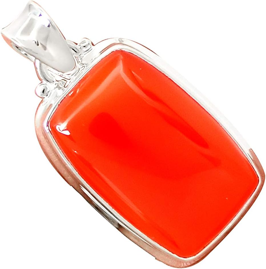 NiaoZaiFei YunZaiKan Nature Carnelian Pendant 925 Sterling Silver, 39 mm, MHBAP5312