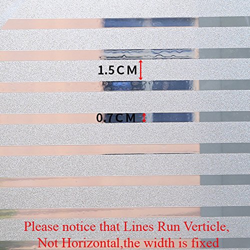 Privacy Strip Window Film Static Cling Office Glass Door Film, Non Adhesive Window Cling/Removable/Heat Control/Anti UV for Office,Meeting Room,17.5In. By 78.7In.
