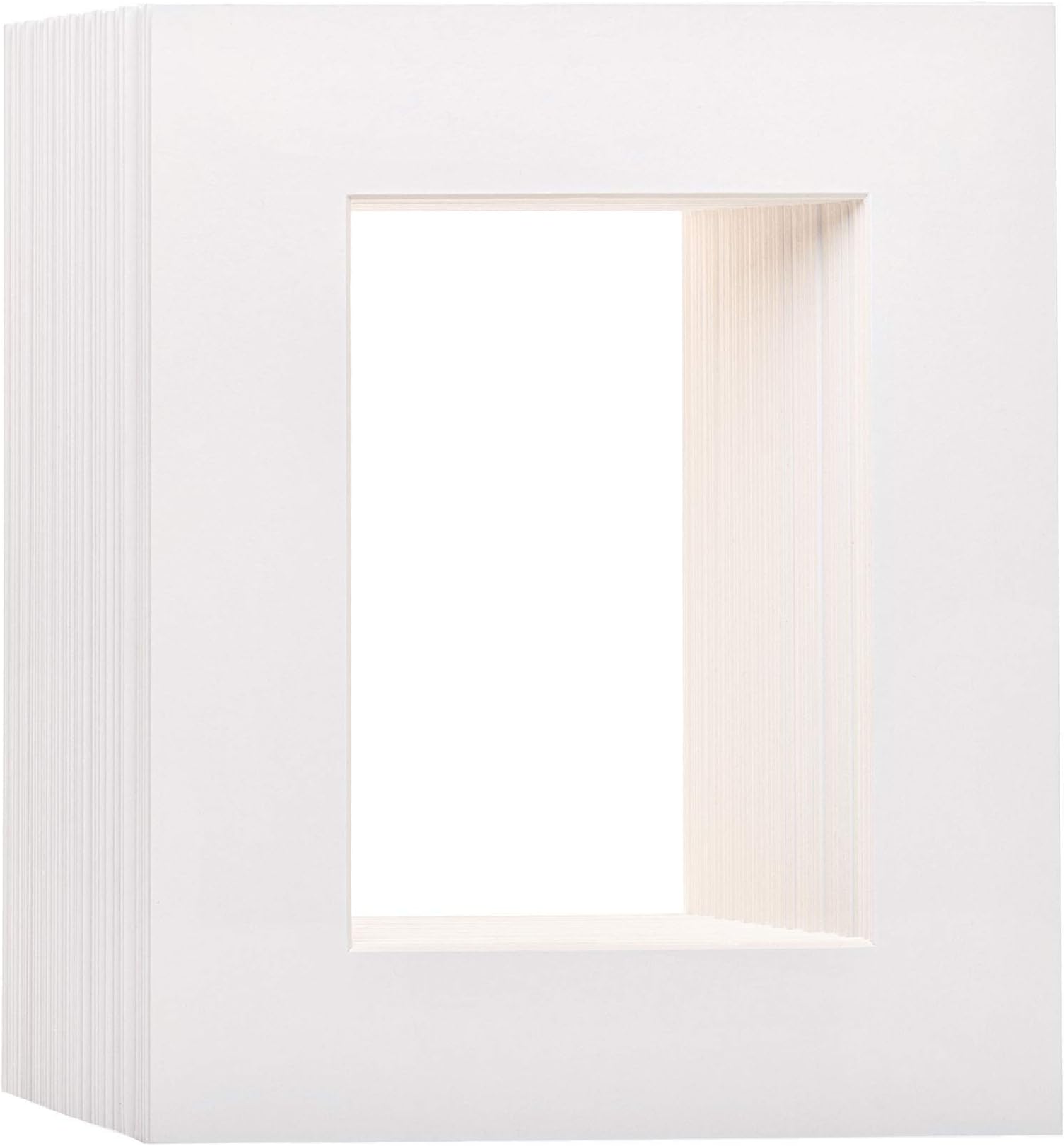 iFrame 8 x 10 Inch Pre-Cut White Picture Mats with Light Cream Bevel Cut for 5 x 7 Inch Photos Mattes for Photo and Frames | Mats Only | Acid Free Material | Made in USA (Pack of 50)