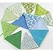 3.3 Meters / 10.8 Feet Triangle Pennant Flags Vintage Bunting Floral Cotton Banner Kit Pennant Garland for Wedding,Festivals,Nursery,Outdoor Pennant Hanging Decoration (Blue Green)