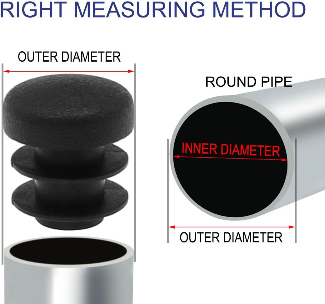 Sourcingmap 1/2" 14mm OD Plastic Round Tube Ribbed Inserts End Cover Caps 2pcs, 0.51" Inner Dia, Floor Furniture Chair Table Protector - Image 4