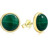 AIBAO Real Turquoise/Lapis Lazuli/Malachite Stud Earrings for Women Western Boho Jewelry Hypoallergenic 925 Sterling Silver Earrings Studs