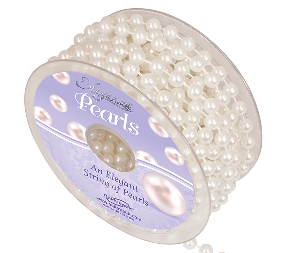 Eleganza Pearl Bead String 8mm x 10m White No. 1, 0.53x0.53x1.2 cm