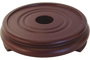Feng Shui Import Rubber Finished Round Wooden Stand, Brown, 5.5" L