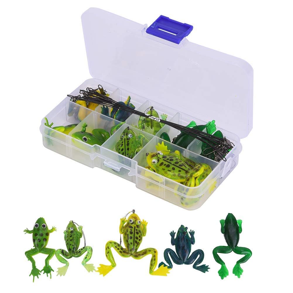 10pcs Soft Frog Fishing Bait, Artificial Frog Lure Set with Anti-bite Wire Connector