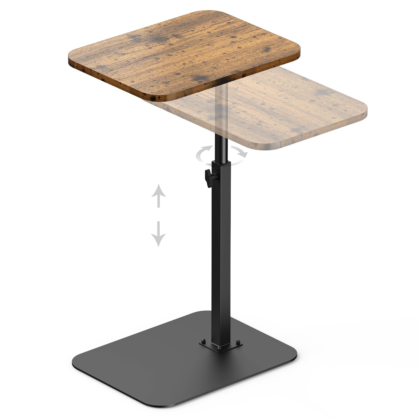 HzTinT TV Tray Side Table Sofa Tray for Couch Heavy Metal Base Swivel/Adjustable Height, Sofa Bed Bathroom Living Room, Study TV Tray C Shaped End Table Food Snack Trays for Eating Small Spaces