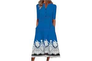 BILQIS Summer Maxi Dress for Women 2024 Floral Print Dresses Button V Neck Short Sleeve Sundress Flowy Boho Beach Party Dress