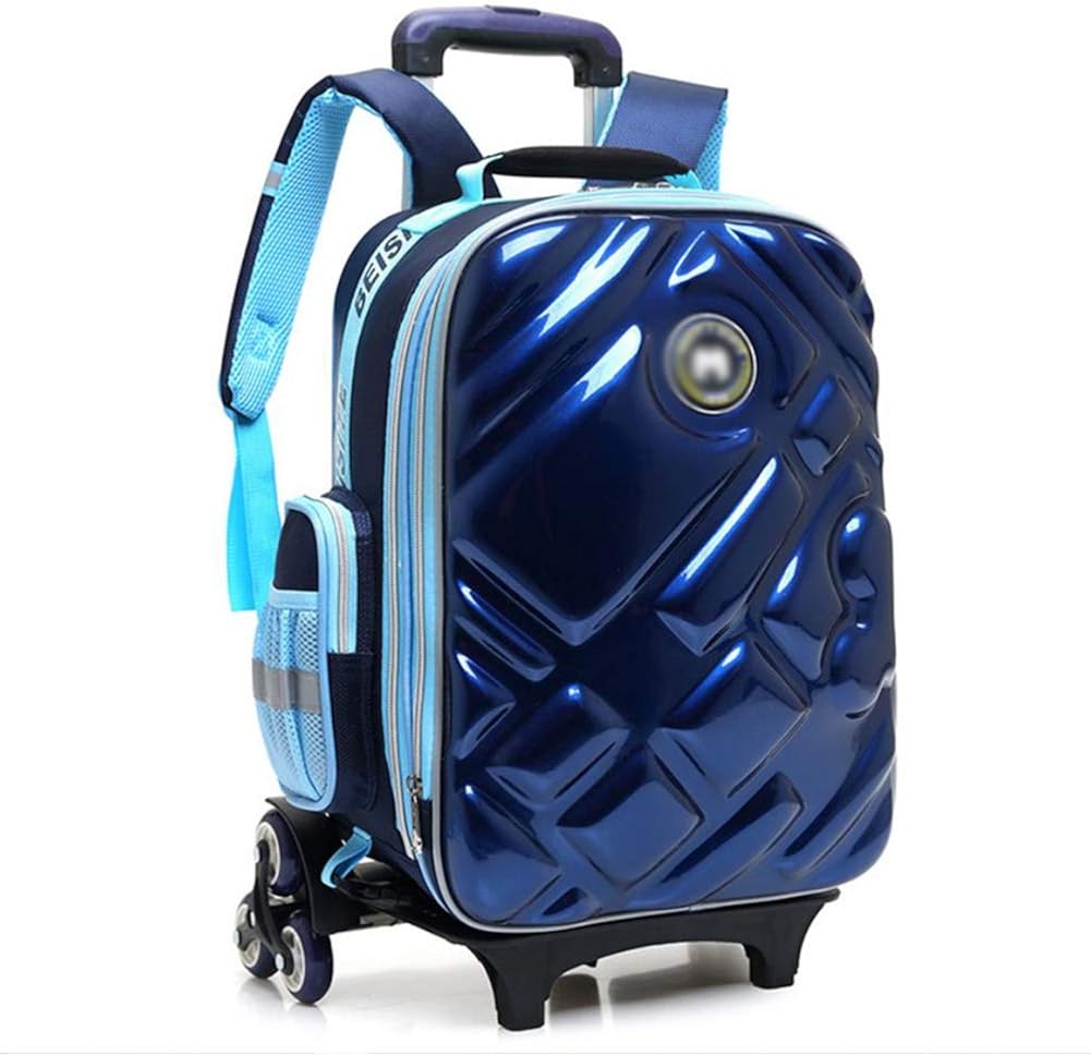 3D Hard shell Rolling Backpack, Travel Student Trolley School Bag for