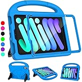 iPad mini 7th/6th Generation Case for Kids (8.3-inch, 2024/2021 Release), Lainergie iPad mini 7/6 Case Lightweight Shockproof Kid-Proof Cover Built-in Screen Protector with Handle Stand- Blue