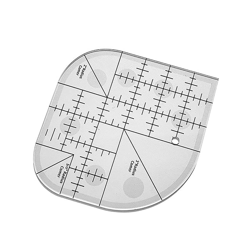 Oyria Acrylic Sewing Curved Corner Cutter Ruler, 15.24cm x 15.24cm, Black, Tool, Single Material - Acrylic, Sewing Tool, Ruler