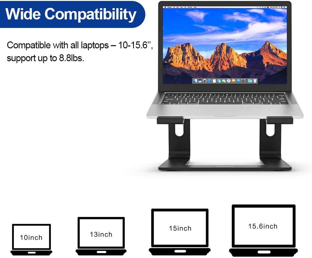 Besign LS03 Aluminum Laptop Stand, Ergonomic Detachable Computer Stand, Riser Holder Notebook Stand Compatible with Air, Pro, Dell, HP, Lenovo More 10-15.6" Laptops, Black: Office Products