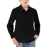 Boys Long Sleeve Dress Shirts Kids Classic Collared Button-Down Shirt School Uniform Shirts 5-14 Years