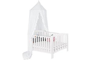 JIANGCHA Princess Bed Canopy for Girls - Crib Canopy for Bed - Mosquito Net for Bed, Kids Bed Canopy with Princess Room Decor for Girls Bedroom,Children's Reading Room Decor (White)