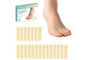 Welnove Gel Blister Bandages for Feet - 21ct Blister Cushion for Heel, Toe - Water-Resistant Hydrocolloid Bandages - Blister 
