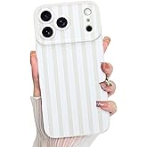 KANGHAR Compatible with iPhone 17 Pro Case 2025, Silicone Stripes Cute Pattern, Camera Protection Soft Slim Phone Cover for Girls Women -White
