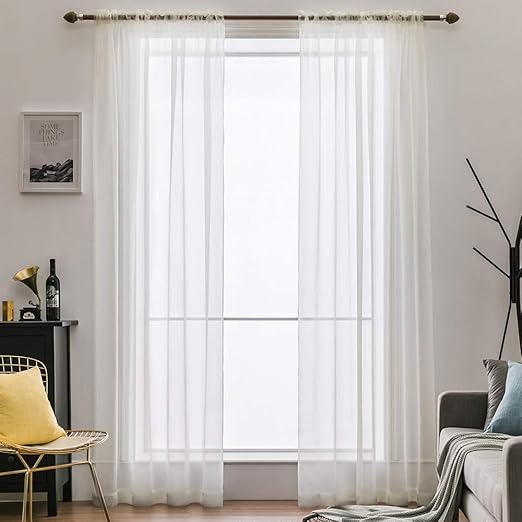 Amazon Com Miulee Ivory Window Sheer Curtains For Bedroom Living