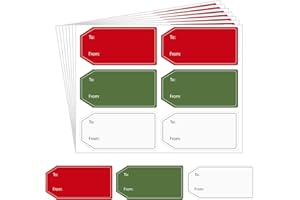 AURORAY 480 PCS 3 Colors Gift Tag Stickers, 1.18" x 2.36" to and from Gifts Labels Adhesive Sticker for Christmas Holiday Valentine's Day Weddings Present Gift Wrapping