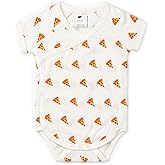 MONICA + ANDY Short Sleeve Jack & Jill Bodysuit 1-Pack, Size 0-3 Months, Pizza Design, 100% Organic Baby Clothes for Girls & Boys, Super Soft Sustainable Cotton, Newborn, Infant & Toddler Sizes