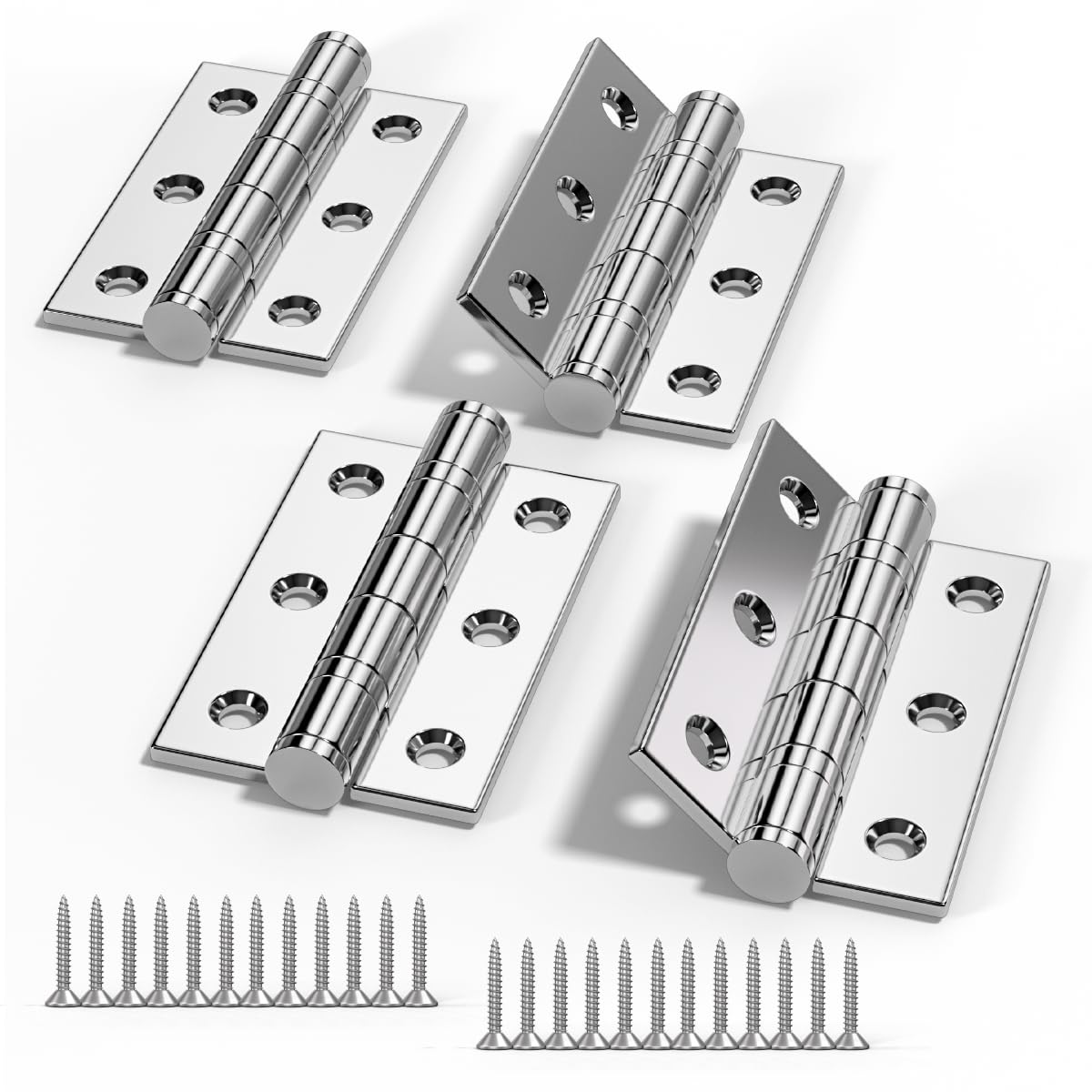 Bwintech 2 Pairs 75 x 50 x 2.0mm(3 inch) Polished Chrome Hinge for Fire Door, Steel Fire Rated Internal Door Hinges, Ball Bearing Hinge for Internal Use in Residential and Commercial Buildings — image 1