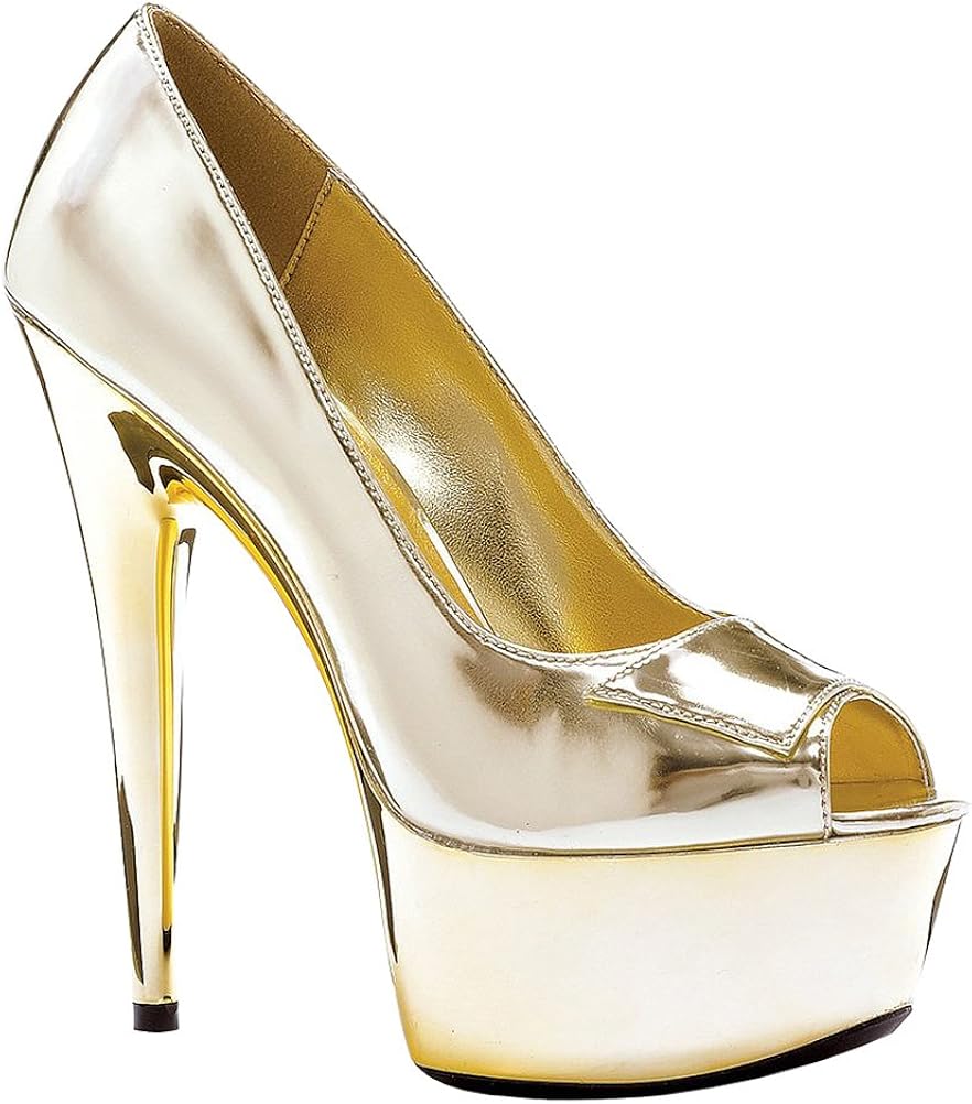 gold platform pumps