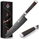 XINZUO 8.3 Inch Professional Damascus Kiritsuke Chef Knife,67 Layers High Carbon Damascus Steel Kitchen Knife,Sharp,With Ergonomic Ebony Handle