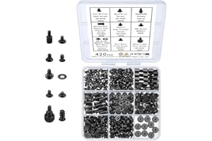 Minhe 420pcs Computer Screws Kit with Motherboard Standoffs for PC Case Laptop SSD Fan Hard Drive - Carbon Steel Replacement 