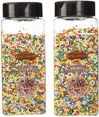 King David Kosher Rainbow Nonpareils Sprinkles 12.35-ounce Jar (Pack of 2) by King David