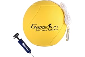 GAMESUN Tetherball and Rope,Full-Size Soft Touch, Portable Tetherballs with Soft Rope - Great Outdoor Game for Kids