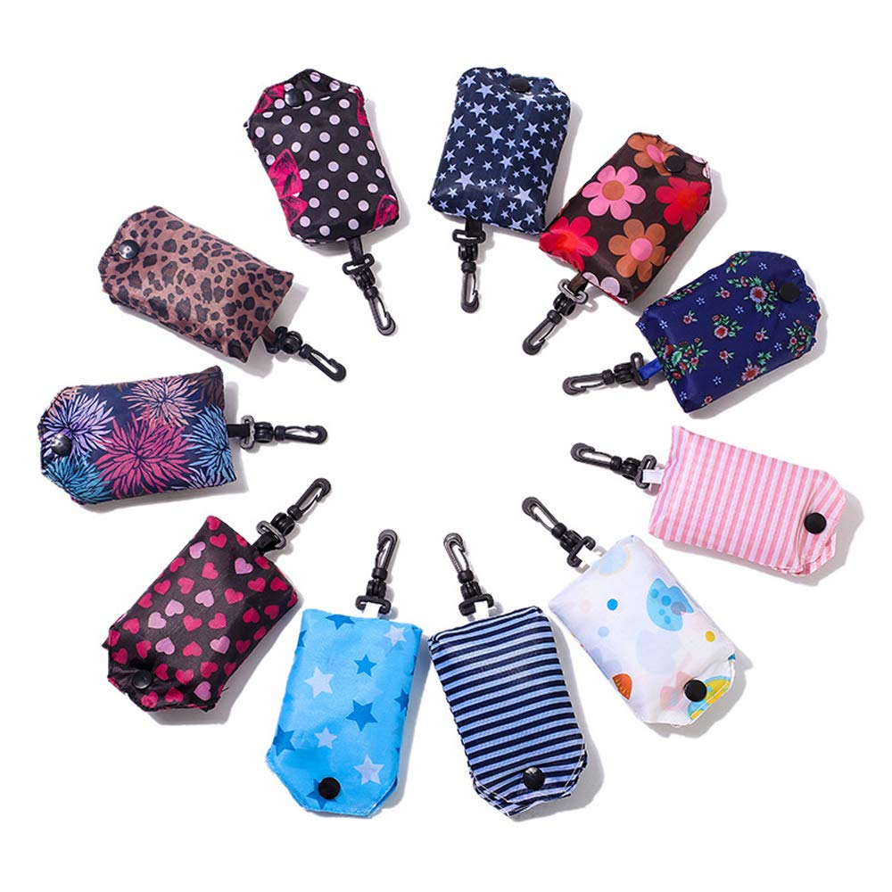 Kaxich 6 Pack Foldable Shopping Bags Reusable Grocery Shopping Tote Bags Eco-friendly Travel Recycle Folding to fits in Pocket, Waterproof and Machine Washable