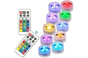 AJIAGUO Halloween Pumpkin Jack O Lantern Light with Remote - 10 pcs Multicolor LED Jack-O-Lantern Lights CR2450 Battery Operated 15-Day Standby 36-Hour Runtime with Strobe Mode for Halloween Decorations