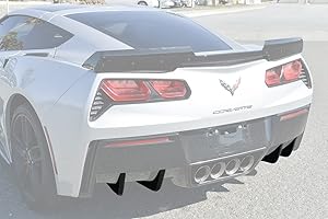 EXTREME ONLINE STORE Replacement for 2014-2019 Chevrolet Corvette C7 | Z06 Track Style ABS Plastic Painted Carbon Flash Metallic Rear Bumper Lower Diffuser Fins 2 Pairs