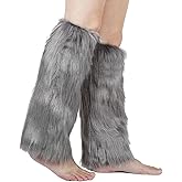YELAIVP Faux Fur Leg Warmer Warm Fuzzy Boot Covers Winter Fur Boot Covers for Women Christmas, Halloween Party Accessory