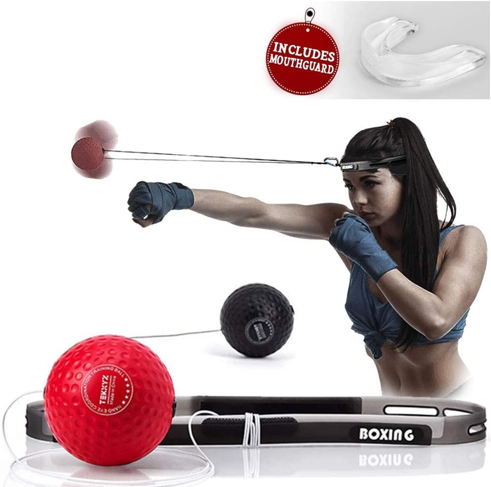 Boxing Reflex Ball Training Agility Speed 2 Difficulty Level Free MouthGuard Hand Eye Coordination Training Including Free Customizable Durable Mouthguard Moldable