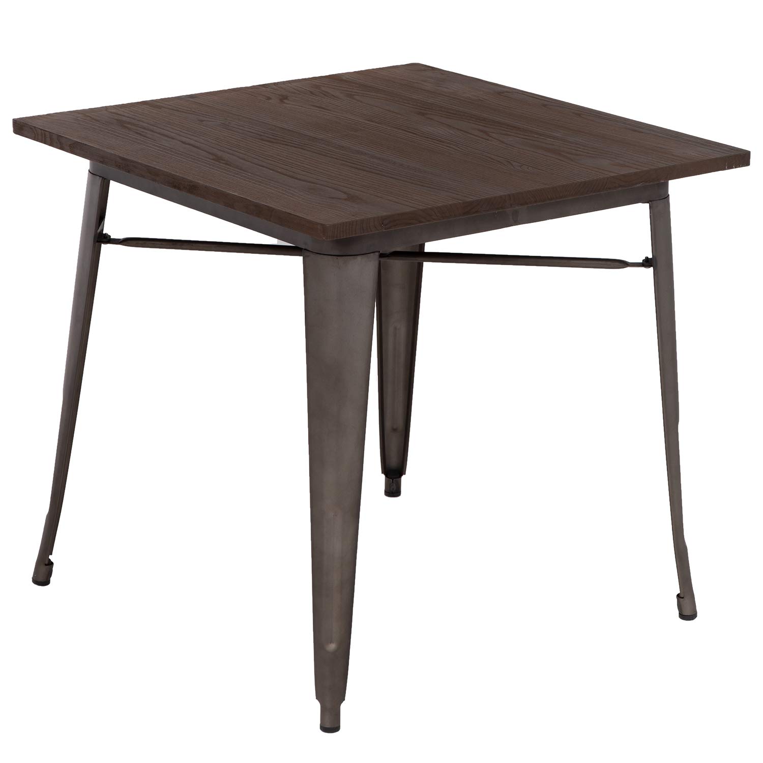 Photo 1 of ***(PARTS ONLY -MISSING LEGS)*** 
FDW Heavy Duty Outdoor Dining Table Metal Kitchen Table Metal Table 31 x 31 Inches Bar Coffee Table Home Restaurant Wood Top Table Patio Dining Table Indoor Outdoor Metal Base Table, Bronze