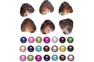 MAGNITT 20PC Freshwater Pearl Oyster Cultured Love Wish Meaningful Color Round Pearls, Oysters with Round Pearls Inside for Jewelry Making or Birthday Gifts (6-7mm)