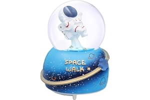 TNOIE Astronaut Snow Globes for Kids,80MM Musical Glitter Snow Globe to Take Children to Explore The Vast Starry Sky, Astronaut Toys Birthday Gifts for Boys and Girls, Space Decoration