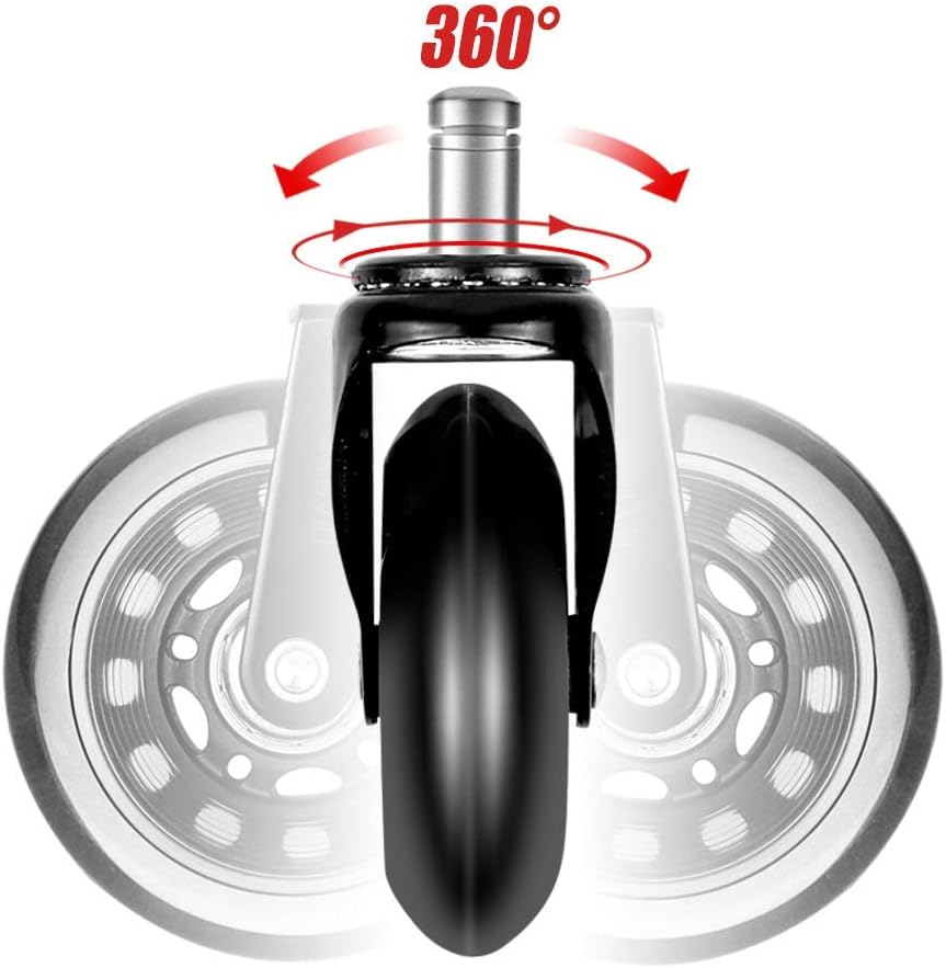 5 Pack Office Chair Caster Wheels - Heavy Duty & Floor Safe Office Chair Wheels fit Gaming Computer Desk Chairs, Replacement Rubber Caster : Office Products