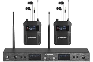 Phenyx Pro UHF Mono Dual Wireless in-Ear Monitor System, Metal Wireless IEM System, Sturdy Bodypack Receiver, 2x50 Frequencies, Separate Outputs,164ft Operation, Suitable for Band and Studio (PTM-22)