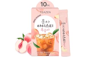 Teazen Peach Iced Tea, Zero Sugar, Iced tea packets for water bottles, 10 Sticks, 1.76oz