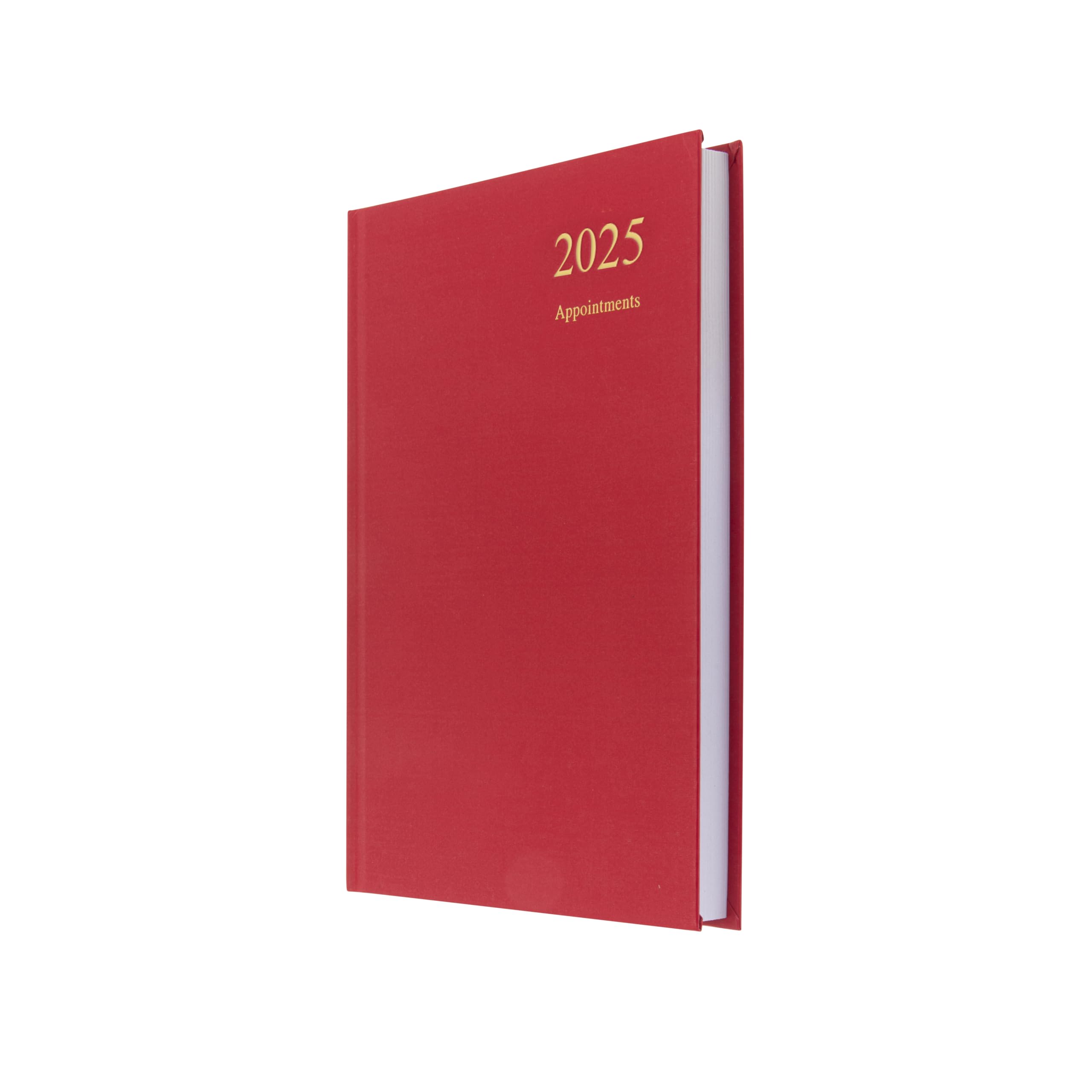 Collins Essential 2025 Eco Friendly Diary - A5 Day to a Page with Appointments Business Planner with Leathergrain Hardback Cover and Recycled Paper - Red - E-ESSA51A.15-25