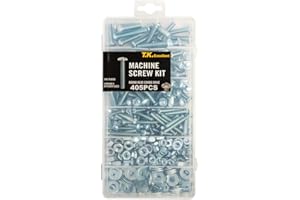T.K.Excellent Machine Screws and Hex Nuts and Flat Washer #8-32 to #1/4-20 Phillips-Slotted Round Head Combo Drive Bolt Assortment Kit,405 Pcs