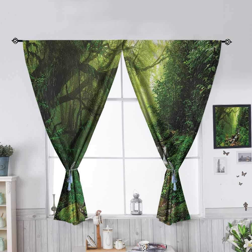 Hiiiman Rod Pocket Window Curtains Forest in Nepal Footpath Wildlife