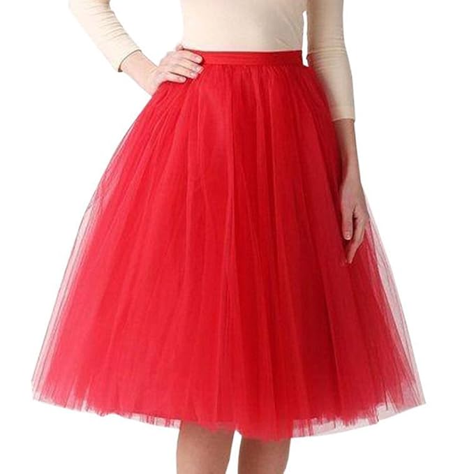 Hirolan Tüllrock Ballettrock Tutu Petticoat Vintage Partykleid Unterkleid Damen Falten Gaze Kurzer Rock Erwachsene Tutu Tanze