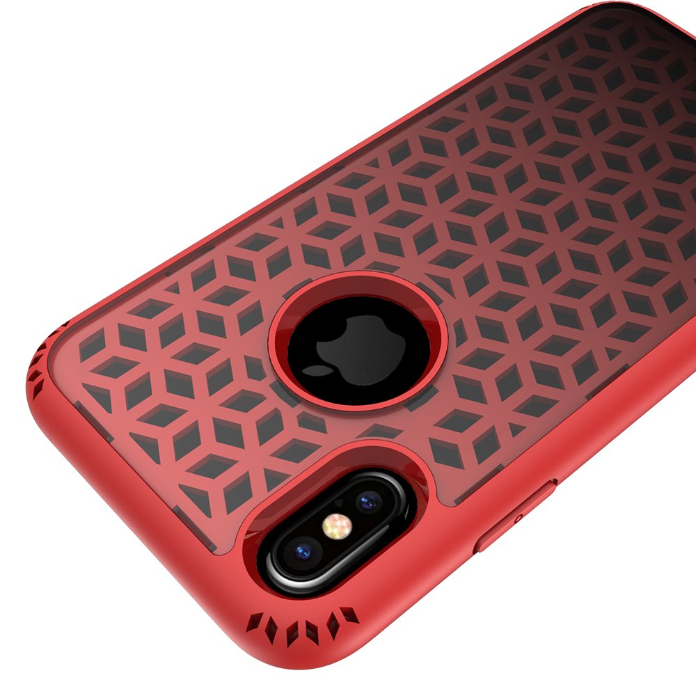 iPhone X Case, MagicSky Shockproof Slim Corner Protection with Resilient Shock Absorption Rubber Protective Case Cover for Apple iPhoneX - Red and Black