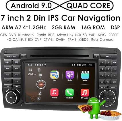 Android 90 Quad Core Car In Dash Radio For Mercedes Benz Ml Class W164 2005 2012 Ml300 Ml350 Ml450 Ml500 Dvd Player Gps Navigation 7 Car Pc