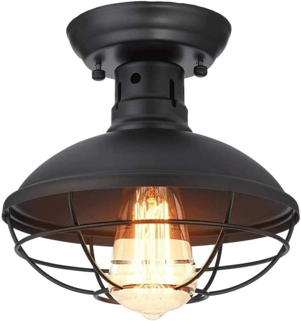 Araña de luces Lámpara de techo de jaula de metal industrial E26 mini