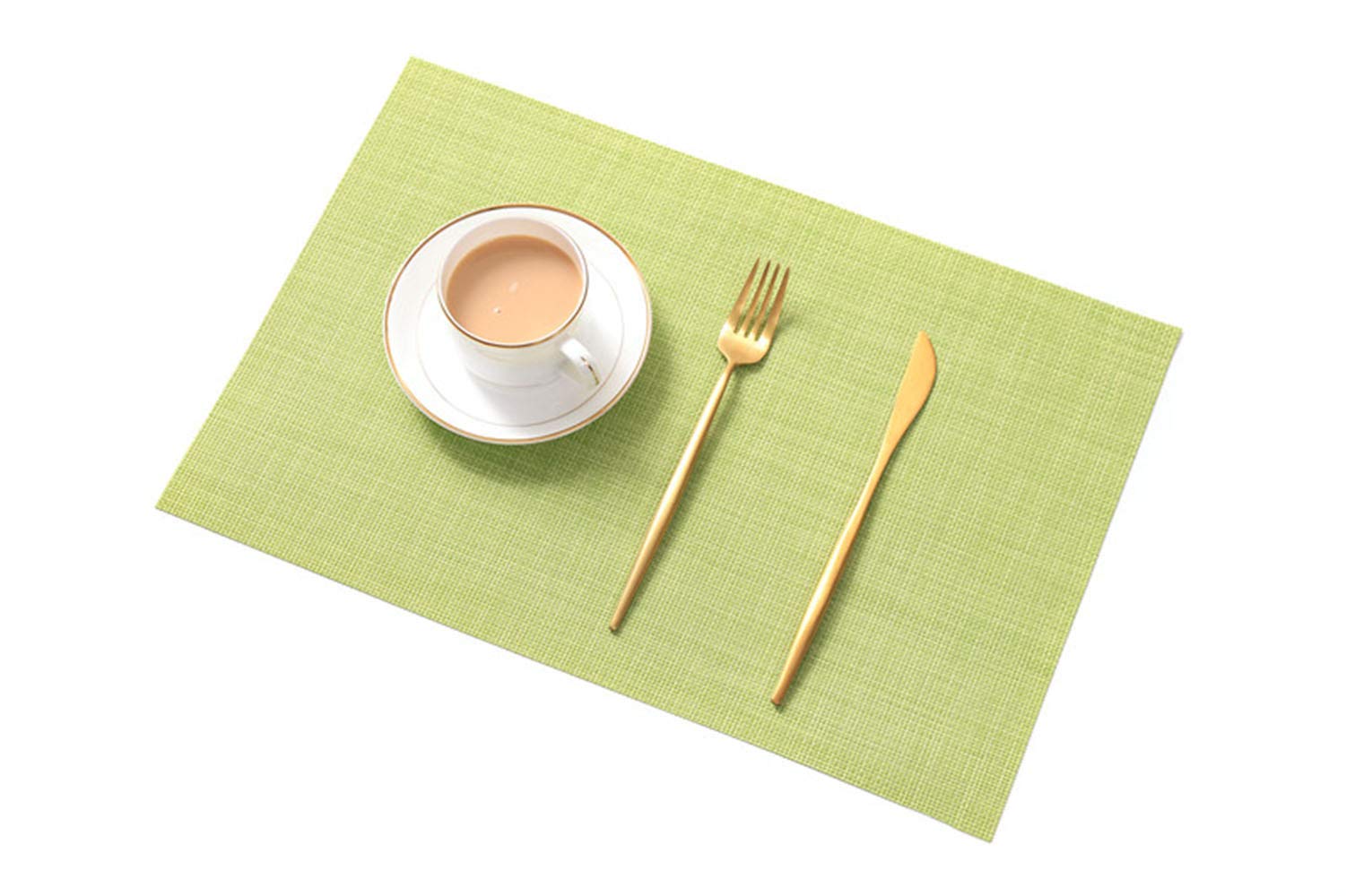 Table Mats (Set of 6),New Non-slip Insulation Washable Quick Drying Decorative Placemat,Green