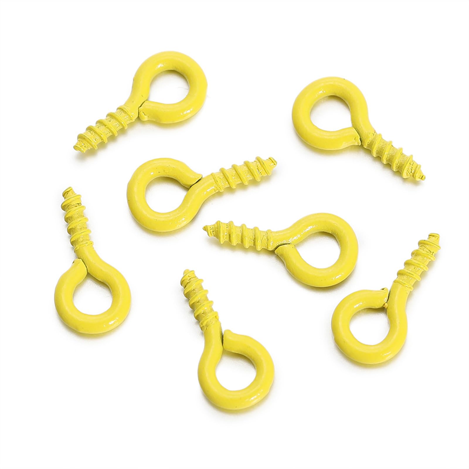 1 Pack Eye Bolts Screw,(About 100PCS),Metal Goat's Eye Screws,5 * 10mm Chrome Plated Eye Bolts,Mini Screw Eye Pin For for DIY Jewellery Making Yellow